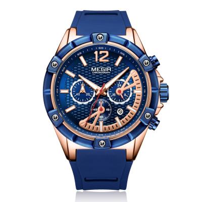 China Big Size Men's Quartz Chronograph Watch Megir Luxury Watch Sale Luxury Wholesale Silicone Band Hot for sale