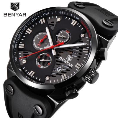 China Benyar Design Day/Date Large Width Unique Leather Band Case Create Your Own Watch Sport Waterproof Fits The Perfect Watch for sale