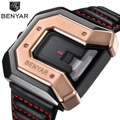 China Benyar Design Waterproof Single Width Leather Band Big Case Create Your Own Watch Sport Waterproof Fits The Perfect Watch for sale