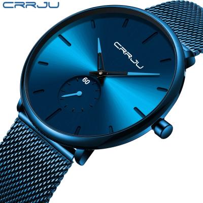 China Crrju waterproof 2150 Europ America style unisex watches under dial simple movement minimal thin popular fashionable Japan for sale