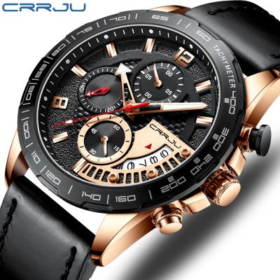 China Crrju Chronograph Watch Store 2021 For Mens Watches Online Real Water Resistant Chrono Movement Water Resistant Low MOQ Leather Watch for sale