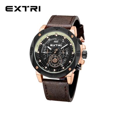 China Extri Chronograph Watches Attractive Dial South America Popular European Design Man Watches Mineral Glass Leather Strap for sale