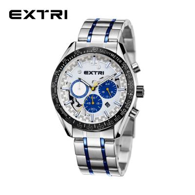 China Extri Chronograph Watches Luxury High Quality Gents Solid Steel Band Sports Men's Business Watch Relojes Dropship for sale