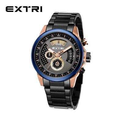 China Extri Chronograph Watches New Design 3D Oil Pressure Dial Alumimum Crown Brushed Case Design Luxury Man Wrist Watch for sale