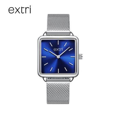 China Minimalist Extri Style Square Watch Mesh Strap Sunray Finish Dial Women Watch Stainless Steel Case Back for sale