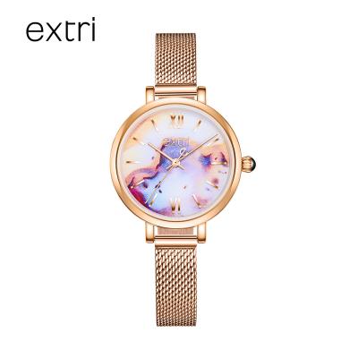 China Minimalist Extri Quartz Watch Imported 3ATM Movement Water Resistant 3D Print Flower Dial Watch For Women Student for sale