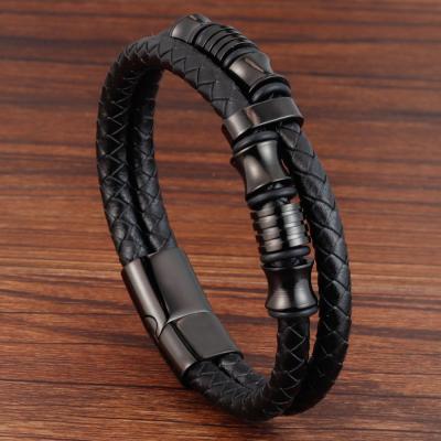 China Men's Casual/Sporty Hot Style Magnet Buckle Bracelet PU Braided Leather Wristband Wristband For Men's Accessory for sale