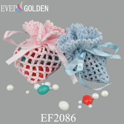 China Stylish Crochet Baby Bag Knitting Bulk Goods For Baby Shower Favor To Wedding Candy Favor Packaging Bags for sale