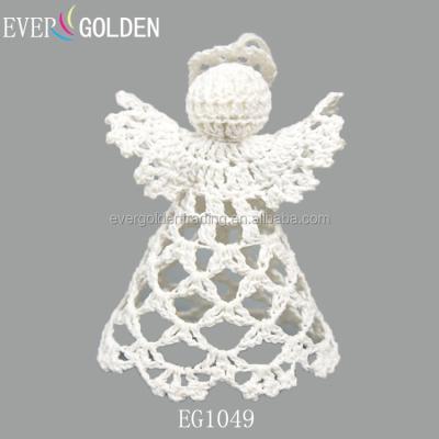 China Classic Handmade Crochet Angel Christmas Tree Decoration Christmas Tree Hangers Christmas Ornament EG1049 10CM for sale