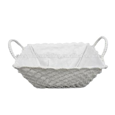 China Manufacturers direct stocked crochet cotton baskets crochet cotton baskets with handles crochet flower basket for sale