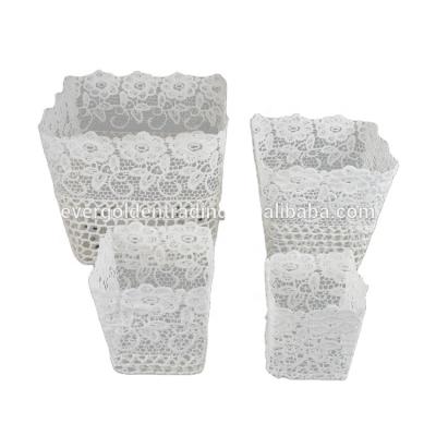 China Hot Sale Single Stocked Crochet Lace Storage Basket Household Storage for sale