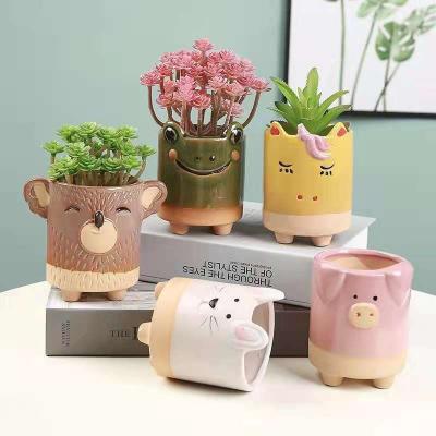 China Minimalist Customized Series Cute Animal Self Watering Ceramic Succulent Flower Pots In China for sale