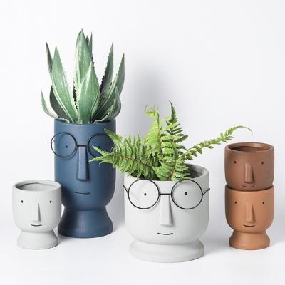 China CLASSIC Succulent Funny High Waisted Vase Funny Head Planter Plant Garden Ceramic Flower Pot for sale