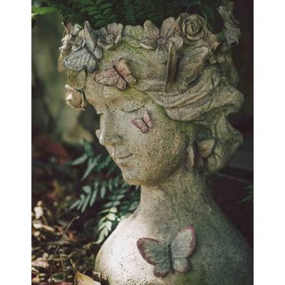 China CLASSIC Custom Garden Style Single Cement Flowerpot Flowers Outdoor Cute Goddess Girl Plant Face Flower Pot Head Planter for sale