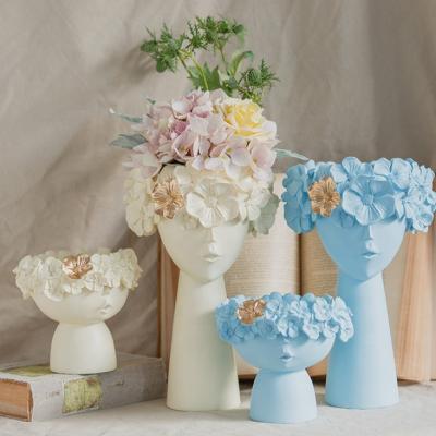 China CLASSIC Succulent Plant Head Planter Flower Pot Shape Human Face Mannequin Cement Bonsai Maceta Planter for sale