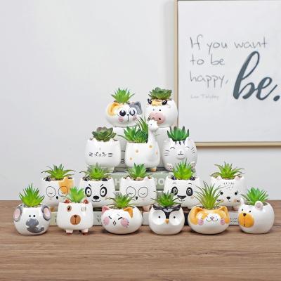 China 2022 New Arrivals Modern 20 Planters Shape Ceramic Animal Pots Macetas De Mini Cactus Succulent Pot Cute Cartoon Flower Pot Plant for sale