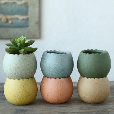 China CLASSIC High Quality Simple Cute Ceramic Egg Shaped Succulent Flower Pot Macaron for Home and Office Decor for sale