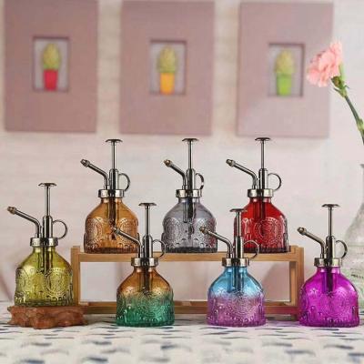 China European New Arrival High Quality Vintage Garden Watering Can Glass Vertical Grain Watering Can Colorful Watering Can for sale