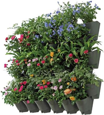 China Anti-UV Green 3 Pocket Self Watering Vertical Wall Planter Plastic Flower Pots for sale