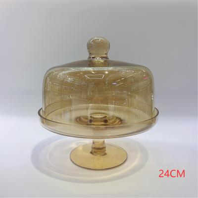 China Large Dome Amber Glass Cover With FAVOR Round Cake Stand Custom Wholesale Viable for sale