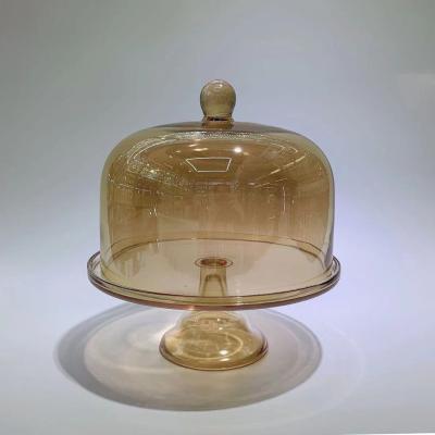 China Sustainable FAVOR Glass Cake Stand With Unique Design Glass Dome For Decor Parties And Wedding Home Event for sale