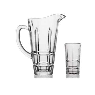 China Viable FAVOR Glassware Glass Drinking Water Jug Set Glass Pitcher With Glass Cup Set Clear for sale