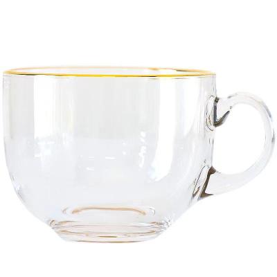 China Wholesale Customized Viable Customized Coffee Clear Custom Mug Large Logo 450ML Glass Tea Cups Mugs With Handle Coffee Mug Clear Glass for sale