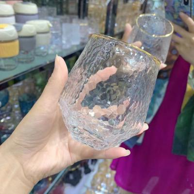 China FAVOR Viable Wholesale 2021 New Hammer Model With Diamond Water Hexagon Cup Wine Cup Gold Rim Whiskey Drinking Set for sale