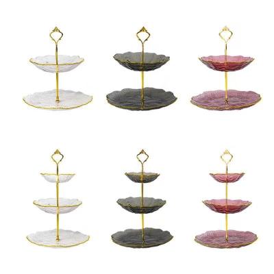 China Sustainable Table Decoration 2 Tiers 2 Tiers Fashion Fruit Dish Fruit Dish Glass Dried Dry Fruit Dish for sale