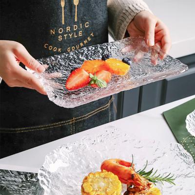 China Fruit Viable Transparent Glass Dish Without Gold Rim Creative Japanese Tableware With Hammer Pattern for sale