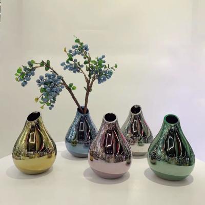 China Minimalist Home Decor Plating Flower Vase Glass Table Top Glass Vases for Decor Wedding Living Room Home Decoration for sale