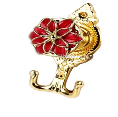 China Red Rose Flower Tie Back Metal Window Curtain Holder for sale