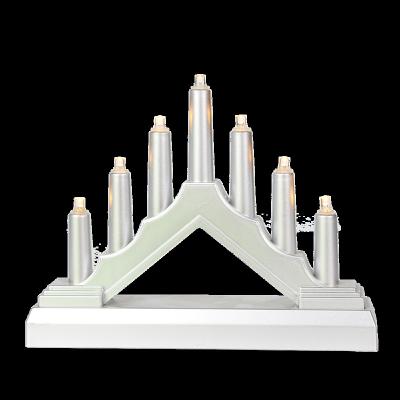 China Plated Indoor Bridge Little Indoor Decor Christmas Decoration Table Light Battery Operated Plastic Light Use Candle for sale