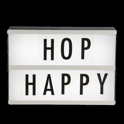 China Indoor Decoration Plastic Cinematic Light Box with 65 Battery Operated Indoor Table Lucky Light DIY HOME DECO Letter Letter Words Light Box for sale