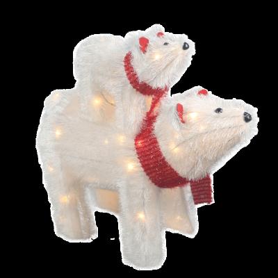 China Outdoor Christmas Flash 3D Father and Son Polar Bear Kids Room Flannel Iron Hollow Frame Decoration Light for sale