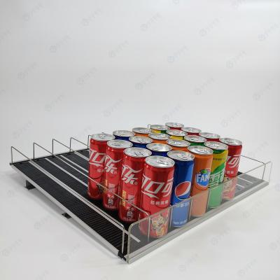 China Maintain a good-looking shelf with less need for maintenance Flexible Drink Canned Beverage Store Shelf Roller Pusher Gravity System for Supermarket for sale