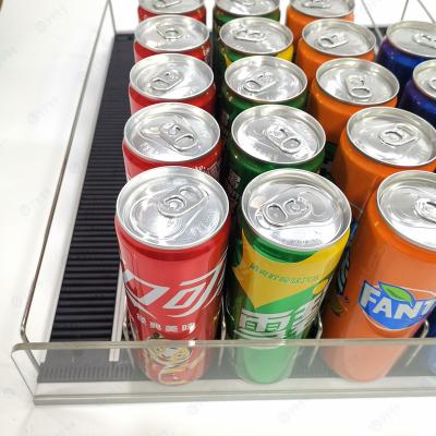 China Maintain a good-looking shelf with less need for maintenance Flexible Drink Canned Beverage Store Shelf Roller Pusher Gravity System for Supermarket for sale