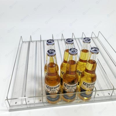 China HIPS/ABS Supermarket Plastic Roller Shelf Cooler Shelf With Auto Front Shelf Dividers for sale