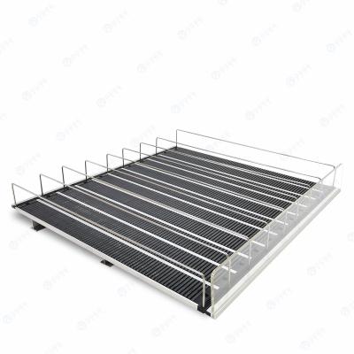 China HIPS/ABS Factory Price Customized Size Roller Pusher Beer Rack Gravity Feed Flat Shelves for sale