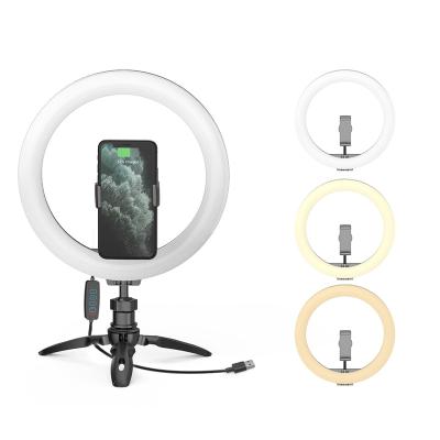 China Live Ring Light Led Makeup Tripod Sufficiency RGB Phone Table 6 With Stand 8 10 Inch Large Desktop Beauty O Ring Light Portable Circle Holder for sale