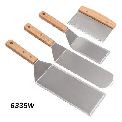 China Hamburger 2021 Amazon Success Teppanyaki Stainless Steel Spatula Set Teppanyaki BBQ Spatula Pancake Fin Easily Cleaned Dish for sale