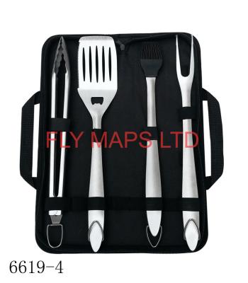 China Easily Cleaned Amazon Stainless Steel Tool Kits 4 Pieces Grill Combination Tools Outdoor Home BBQ Grill Tool Kit for sale