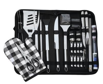 China Easily Cleaned Amazon 30 Pcs Stainless Steel BBQ Tool Kit BBQ Accessories Camping Grilling Tools Kit Utensils With Nylon Bag for sale