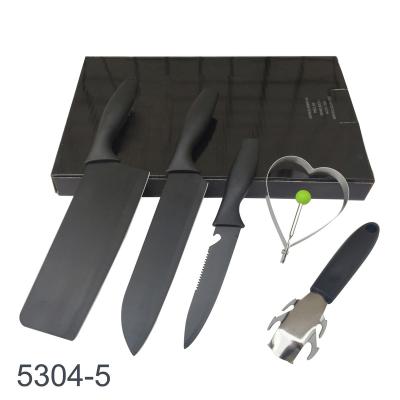 China 5 Pcs Viable Black Enrobing Knife Set With Plate Holder Heart s Hape Cooking Egg Mold for sale