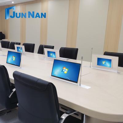 China Video Conference System Intelligent Electric Pop-up LCD Display Lifting Table Flip LCD Desktop Conference System Te koop