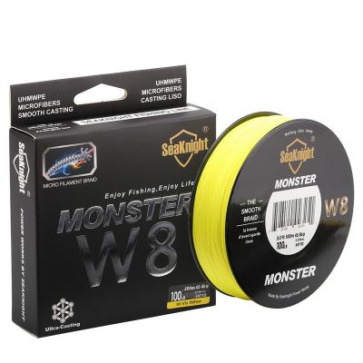 China High-knot strength SeaKnight brand 500M 15 -100LB strands braided fishing line 8 MONSTER/MANSTER W8 multifilament PE line for sale