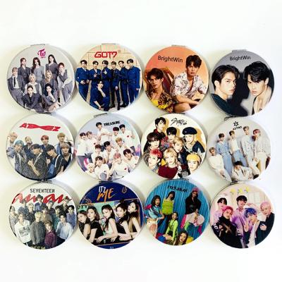 China Wholesale Custom Seventeen Ateez Stray Kids Kpop GOT7 Twice Pocket Makeup Mirror for sale