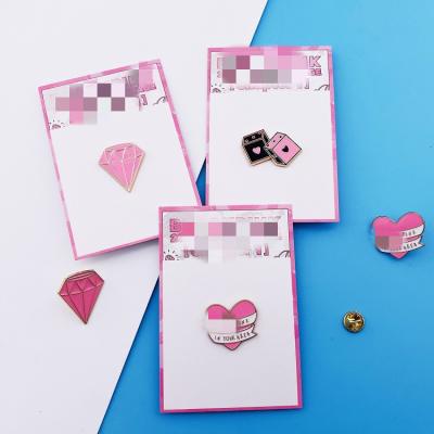 China Rose Diamond Shape Heart Metal Lapel Pin Enamel Pin of Europe Kpop Blackpink for sale