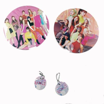 China The Other Kpop Wholesale Two Sides Love You Twice Round Printed Photo Hand Fan Plastic Fan for sale