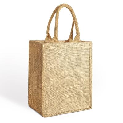 China Folding Tote Bag With Zipper Jute Burlap Drawstring PlainLinen Waterproof Shopping Jute Sack for sale